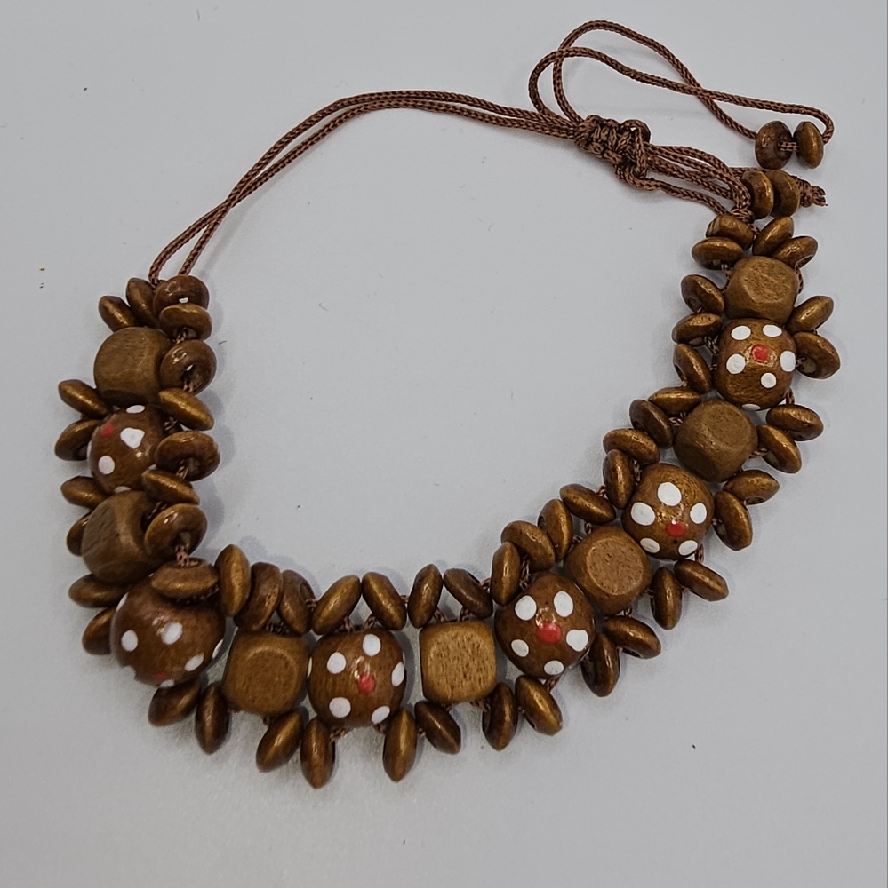 Boho Style Hand Painted Wood Bead Bracelet
